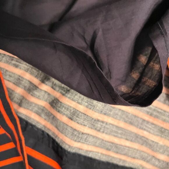 J. Crew Cotton  Linen Navy and Orange Striped Skirt Sz 4 Lined Elastic Waist - Picture 8 of 8